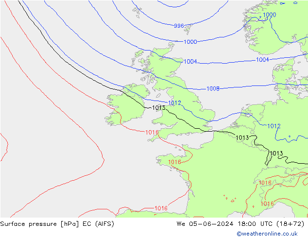 Luchtdruk (Grond) EC (AIFS) wo 05.06.2024 18 UTC