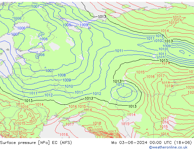 pressão do solo EC (AIFS) Seg 03.06.2024 00 UTC