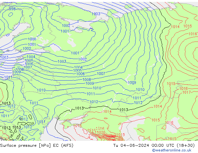 Pressione al suolo EC (AIFS) mar 04.06.2024 00 UTC