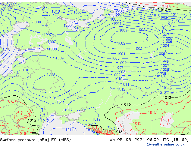 Surface pressure EC (AIFS) We 05.06.2024 06 UTC