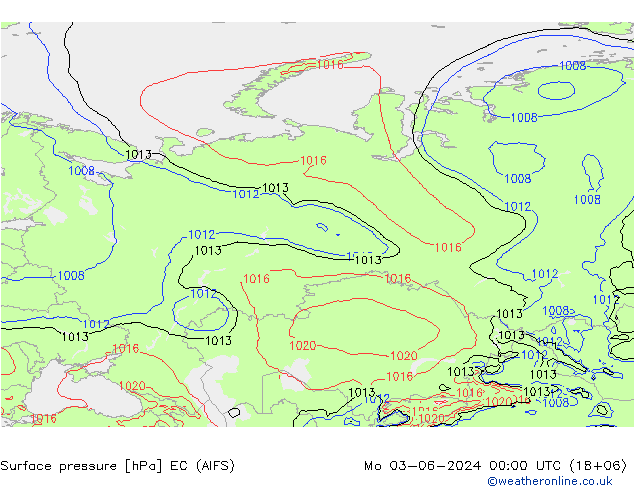 Atmosférický tlak EC (AIFS) Po 03.06.2024 00 UTC