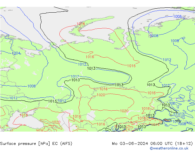 Yer basıncı EC (AIFS) Pzt 03.06.2024 06 UTC