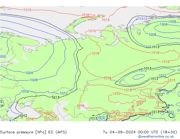 Surface pressure EC (AIFS) Tu 04.06.2024 00 UTC