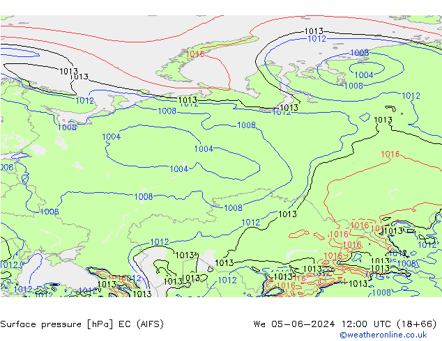 Atmosférický tlak EC (AIFS) St 05.06.2024 12 UTC