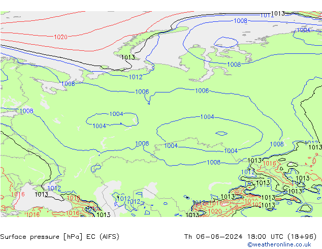 приземное давление EC (AIFS) чт 06.06.2024 18 UTC