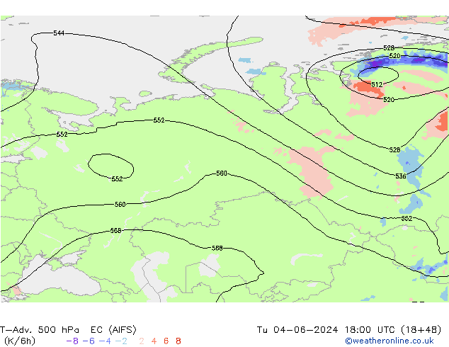 T-Adv. 500 hPa EC (AIFS) mar 04.06.2024 18 UTC