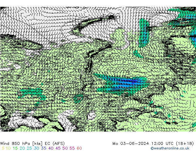 Wind 850 hPa EC (AIFS) Mo 03.06.2024 12 UTC