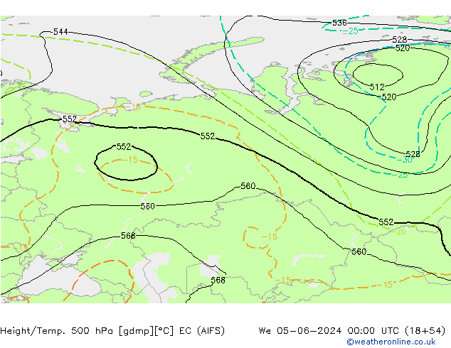 Height/Temp. 500 hPa EC (AIFS) We 05.06.2024 00 UTC