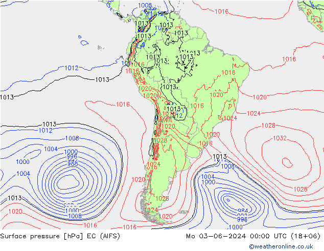 Presión superficial EC (AIFS) lun 03.06.2024 00 UTC