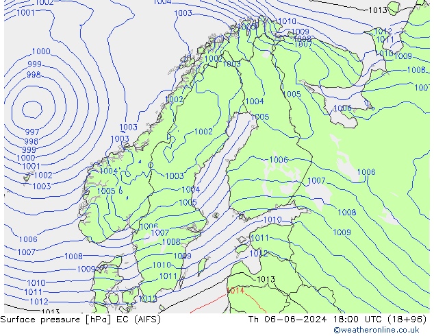 Surface pressure EC (AIFS) Th 06.06.2024 18 UTC