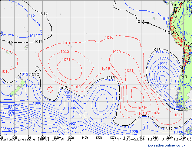 ciśnienie EC (AIFS) wto. 11.06.2024 18 UTC