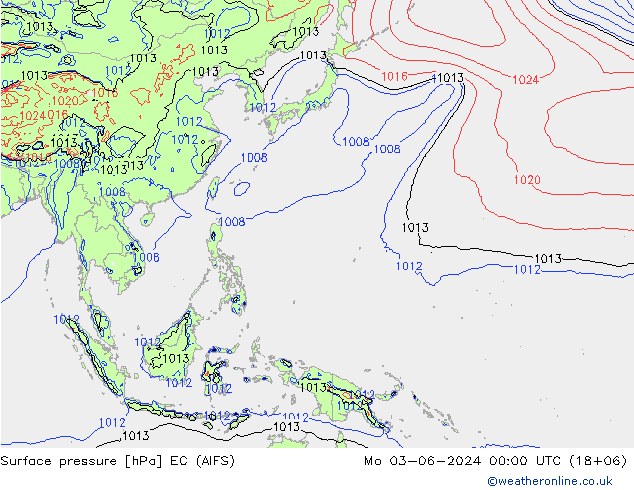 Yer basıncı EC (AIFS) Pzt 03.06.2024 00 UTC