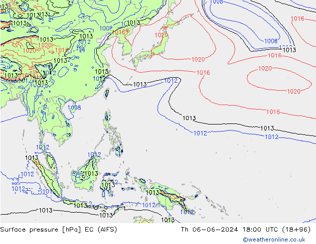 Luchtdruk (Grond) EC (AIFS) do 06.06.2024 18 UTC