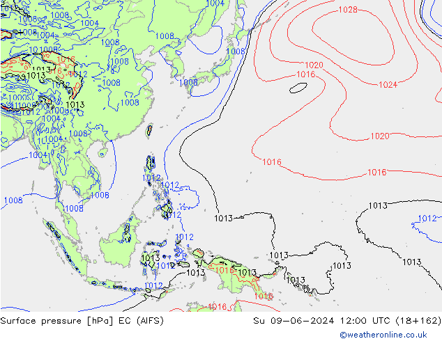Pressione al suolo EC (AIFS) dom 09.06.2024 12 UTC