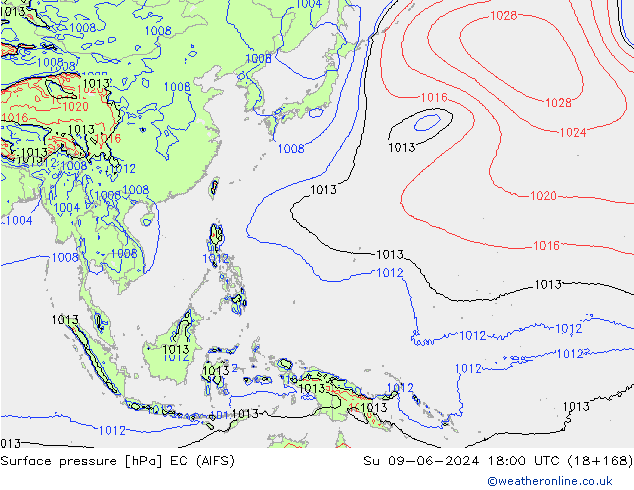 pressão do solo EC (AIFS) Dom 09.06.2024 18 UTC