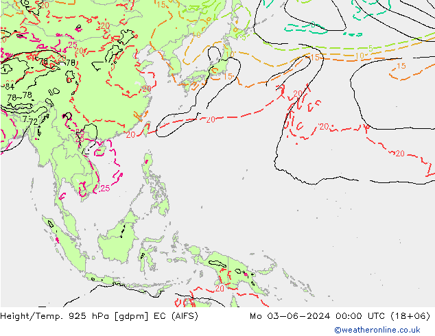 Height/Temp. 925 hPa EC (AIFS) Mo 03.06.2024 00 UTC