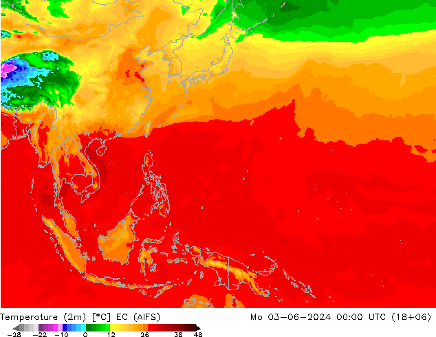 Temperatura (2m) EC (AIFS) Seg 03.06.2024 00 UTC