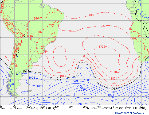 Atmosférický tlak EC (AIFS) Čt 06.06.2024 12 UTC