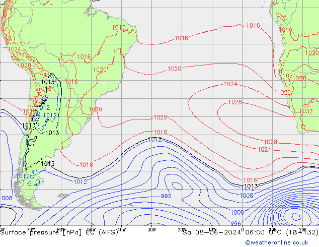 pression de l'air EC (AIFS) sam 08.06.2024 06 UTC