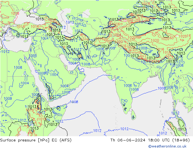 Luchtdruk (Grond) EC (AIFS) do 06.06.2024 18 UTC