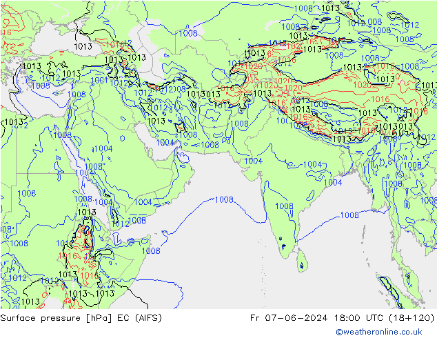 Surface pressure EC (AIFS) Fr 07.06.2024 18 UTC