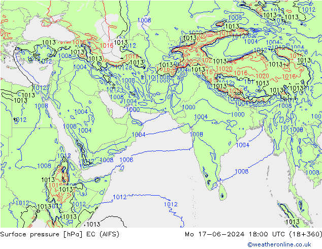 地面气压 EC (AIFS) 星期一 17.06.2024 18 UTC