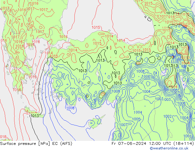ciśnienie EC (AIFS) pt. 07.06.2024 12 UTC