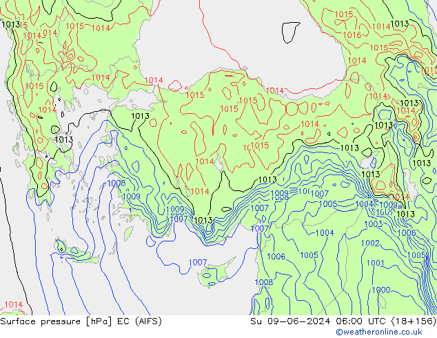 Surface pressure EC (AIFS) Su 09.06.2024 06 UTC