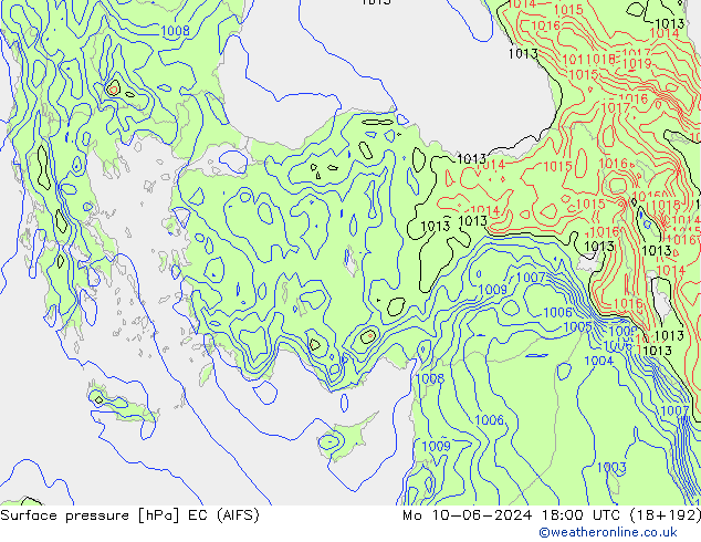 ciśnienie EC (AIFS) pon. 10.06.2024 18 UTC