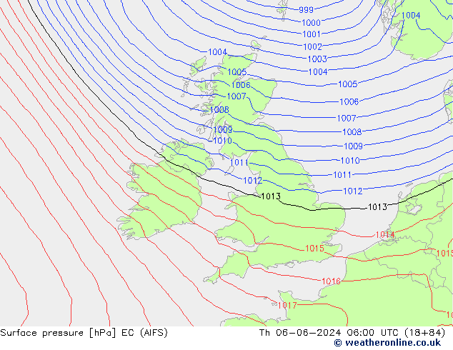 Luchtdruk (Grond) EC (AIFS) do 06.06.2024 06 UTC