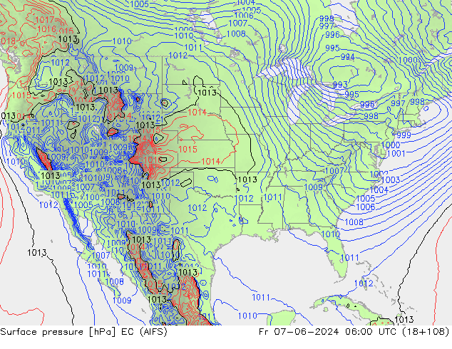 Luchtdruk (Grond) EC (AIFS) vr 07.06.2024 06 UTC