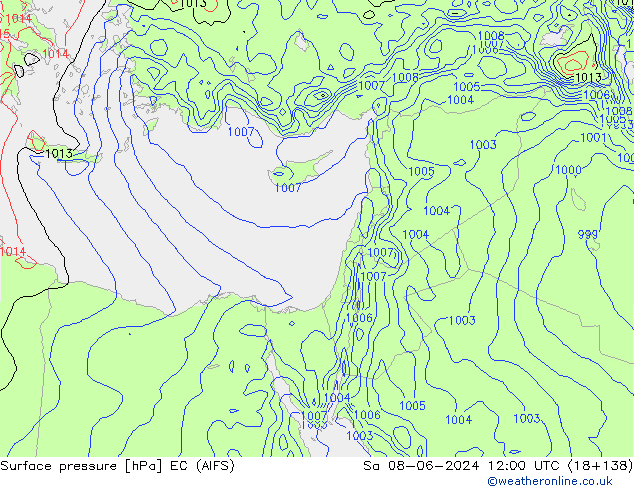 Presión superficial EC (AIFS) sáb 08.06.2024 12 UTC