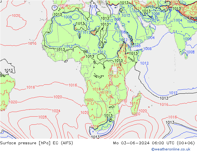 Atmosférický tlak EC (AIFS) Po 03.06.2024 06 UTC