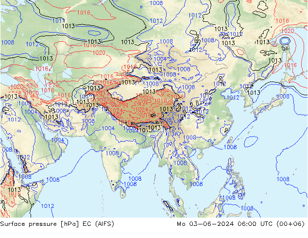 Surface pressure EC (AIFS) Mo 03.06.2024 06 UTC