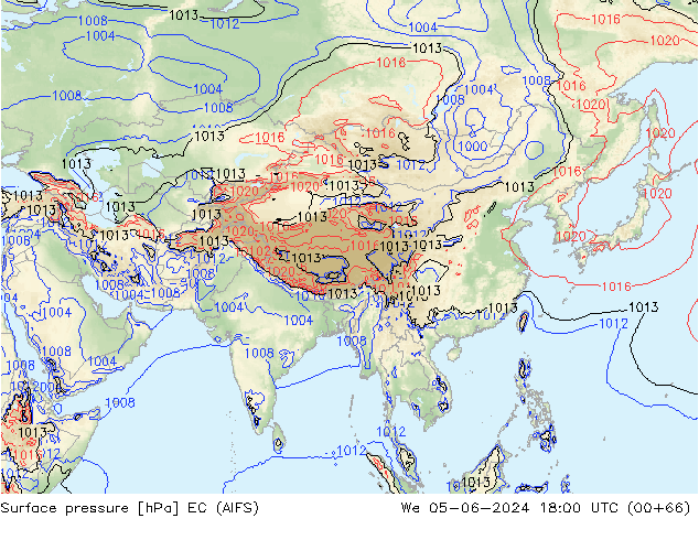 Pressione al suolo EC (AIFS) mer 05.06.2024 18 UTC