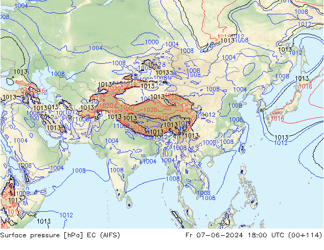 Luchtdruk (Grond) EC (AIFS) vr 07.06.2024 18 UTC