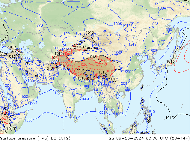 Yer basıncı EC (AIFS) Paz 09.06.2024 00 UTC