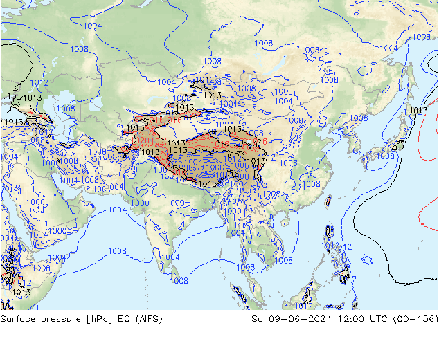 Surface pressure EC (AIFS) Su 09.06.2024 12 UTC