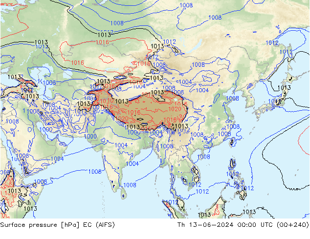 Atmosférický tlak EC (AIFS) Čt 13.06.2024 00 UTC