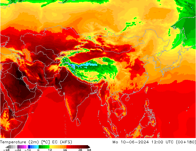 Temperature (2m) EC (AIFS) Mo 10.06.2024 12 UTC