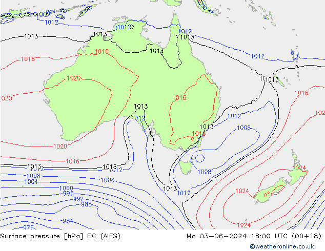 Surface pressure EC (AIFS) Mo 03.06.2024 18 UTC