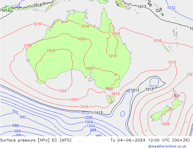 приземное давление EC (AIFS) вт 04.06.2024 12 UTC