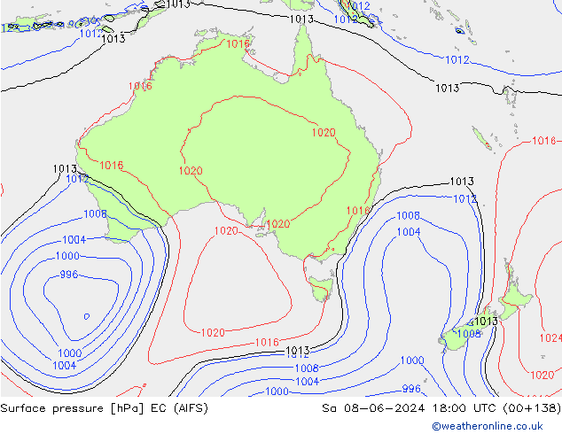 Yer basıncı EC (AIFS) Cts 08.06.2024 18 UTC
