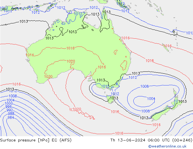 Luchtdruk (Grond) EC (AIFS) do 13.06.2024 06 UTC