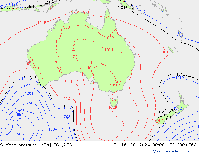 Pressione al suolo EC (AIFS) mar 18.06.2024 00 UTC