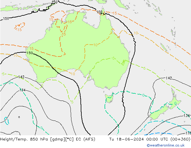 Yükseklik/Sıc. 850 hPa EC (AIFS) Sa 18.06.2024 00 UTC