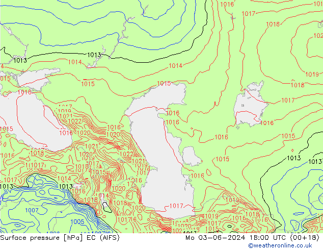 приземное давление EC (AIFS) пн 03.06.2024 18 UTC