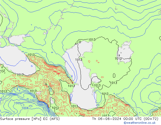 Presión superficial EC (AIFS) jue 06.06.2024 00 UTC