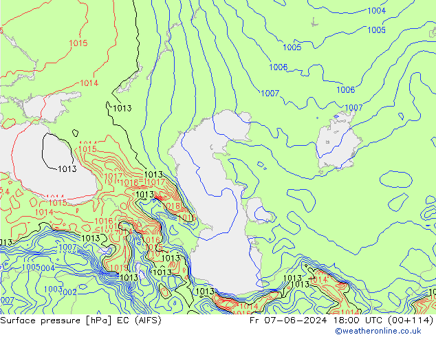 pressão do solo EC (AIFS) Sex 07.06.2024 18 UTC