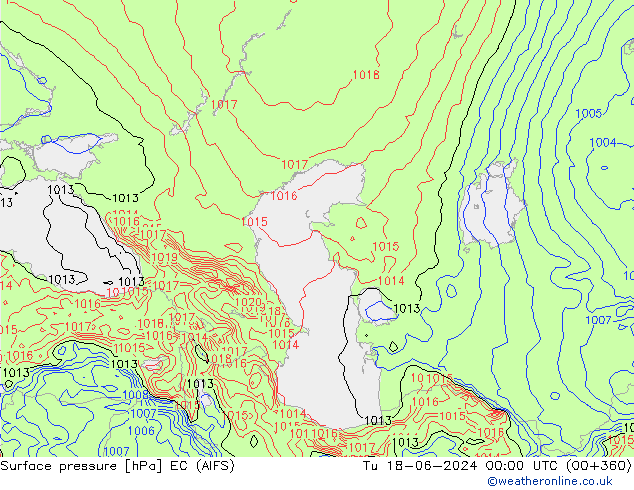 Surface pressure EC (AIFS) Tu 18.06.2024 00 UTC